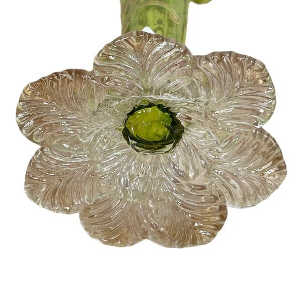 Vintage Signed Moser Art Glass Vase Ruffle Top Green Gold Gilt Good Condition - Picture 7 of 12